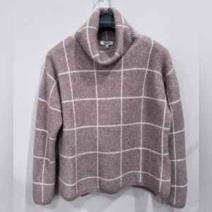 Madewell Taupe Grid Turtleneck Sweater